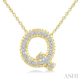 1/20 Ctw Bubble Accent Initial 'Q' Round Cut Diamond Fashion Pendant With Chain in Yellow Gold Vermeil