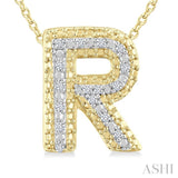 1/20 Ctw Bubble Accent Initial 'R' Round Cut Diamond Fashion Pendant With Chain in Yellow Gold Vermeil