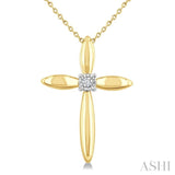 1/50 Ctw Single Cut Diamond Fashion Cross Pendant With Chain in Yellow Gold Vermeil