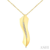 1/10 Ctw Wave Round Cut Diamond Fashion Pendant in 14K Yellow Gold