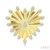 1/5 Ctw Round Cut Diamond Pirouette Heart Fluted Fashion Earrings in 10K Yellow Gold