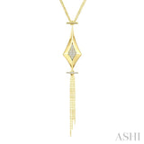 1/8 Ctw Chain Drop Round Cut Diamond Fashion Pendant in 14K Yellow Gold
