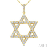 1 Ctw Star of David Round Cut Diamond Fashion Pendant With Chain in 14K Yellow Gold