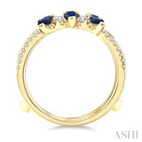 4X3 MM Pear Cut Sapphire and 1/3 Ctw Round Cut Diamond Precious Insert Ring in 14K Yellow Gold