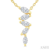 1/4 Ctw Zig-Zag Marquise Cut Diamond Fashion Pendant With Chain in 10K Yellow Gold