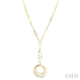 1/3 Ctw Paperclip Round Cut Diamond Circle Fashion Necklace in 14K Yellow Gold