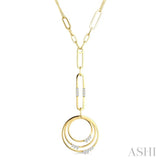 1/3 Ctw Paperclip Round Cut Diamond Circle Fashion Necklace in 14K Yellow Gold