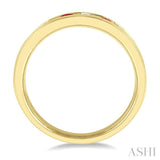 2.9 MM Round Shape Ruby and 1/2 Ctw Round Cut Diamond Precious Wedding Band in 14K Yellow Gold
