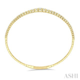 2 Ctw Round Cut Diamond Halfway Graduated Flex Bangle in 14K Yellow Gold