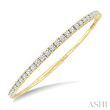 3 Ctw Round Cut Diamond Halfway Graduated Flex Bangle in 14K Yellow Gold