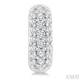 1/3 Ctw Triple Row Round Cut Diamond Huggie Earrings in 10K White Gold