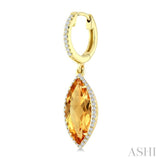 16X7 MM Evoque Gemstones Marquise Shape Citrine and 3/8 Ctw Round Cut Diamond Semi-Precious Earrings in 14K Yellow Gold