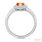 7X5 MM Pear Shape Citrine and 1/50 Ctw Round Cut Diamond Semi-Precious Ring in Sterling Silver