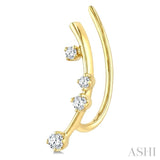 1/6 Ctw Round Cut Diamond Fashion Ear Climbers in 10K Yellow Gold