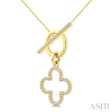 1/4 Ctw Round Cut Diamond Open Window Clover Frame Toggle Fashion Necklace in 10K Yellow Gold