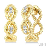 1/20 Ctw Petite Swirl Pattern Round Cut Diamond Fashion Huggie Earrings in 10K Yellow Gold
