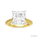 1/10 Ctw Princess Shape Round Cut Diamond Akari Wheat Shank Semi-Mount Engagement Ring in 14K Yellow and White Gold