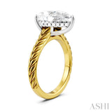 1/10 Ctw Pear Shape Round Cut Diamond Akari Wheat Shank Semi-Mount Engagement Ring in 14K Yellow and White Gold