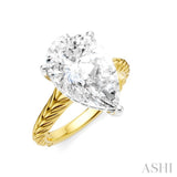 1/8 Ctw Pear Shape Round Cut Diamond Akari Wheat Shank Semi-Mount Engagement Ring in 14K Yellow and White Gold