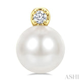 6 MM Cultured Pearl and 1/20 Ctw Round Cut Diamond Fashion Earrings in 10K Yellow Gold