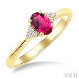 1/20 Ctw Oval Cut 6X4 MM Pink Tourmaline and Round Cut Diamond semi-precious Ring in 10K Yellow Gold