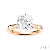 1/4 Ctw Round Shape Baguette and Round Cut Diamond Semi-Mount Engagement Ring in 14K Rose and White Gold