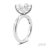 1/3 Ctw Princess Shape Baguette and Round Cut Diamond Semi-Mount Engagement Ring in 14K White Gold