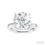 1/3 Ctw Akari Circular Shape, Baguette and Round Cut Diamond Semi Mount Engagement Ring in 14K White Gold