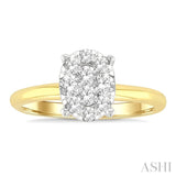 1/2 Ctw Lovebright Oval Shape Round Cut Diamond Cluster Ring in 14K Yellow and White Gold