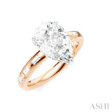 1/3 Ctw Akari Pear Shape Baguette and Round Cut Diamond Semi Mount Engagement Ring in 14K Rose and White Gold