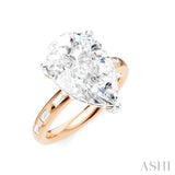 1/3 Ctw Pear Shape Baguette and Round Cut Diamond Semi-Mount Engagement Ring in 14K Rose and White Gold