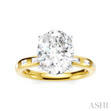 1/3 Ctw Akari Oval Shape Baguette and Round Cut Diamond Semi Mount Engagement Ring in 14K Yellow and White Gold
