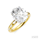 1/3 Ctw Oval Shape Baguette and Round Cut Diamond Semi-Mount Engagement Ring in 14K Yellow and White Gold