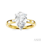 1/3 Ctw Akari Pear Shape Baguette and Round Cut Diamond Semi Mount Engagement Ring in 14K Yellow and White Gold