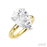 1/3 Ctw Pear Shape Baguette and Round Cut Diamond Semi-Mount Engagement Ring in 14K Yellow and White Gold