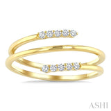 1/6 Ctw Split Double Spring Coil Round Cut Diamond Open Fashion Ring in 10K Yellow Gold
