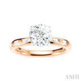 1/4 Ctw Round Shape Baguette and Round Cut Diamond Semi-Mount Engagement Ring in 14K Rose and White Gold