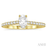 5/8 Ctw Oval Shape Center Stone Ladies Engagement Ring with 3/8 Ct Oval Cut Center Stone in 14K Yellow Gold