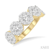 1 1/2 Ctw 5-Stone Lovebright Round Cut Diamond Band in 14K Yellow and White Gold