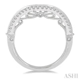 1/4 Ctw Ethnic Milgrain Curve Round Cut Diamond Wedding Band in 14K White Gold