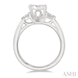 3/4 Ctw Oval Shape Lovebright Pear and Round Cut Diamond Engagement Ring in 14K White Gold