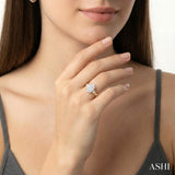 5/8 Ctw Oval Shape Lovebright Round Cut Diamond Engagement Ring in 14K Yellow and White gold