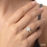 5/8 Ctw Oval Shape Lovebright Round Cut Diamond Engagement Ring in 14K Yellow and White gold