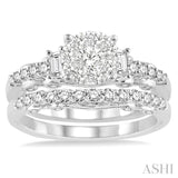 1 Ctw Diamond Lovebright Wedding Set with 3/4 Ctw Engagement Ring and 1/3 Ctw Wedding Band in 14K White Gold