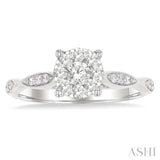1/2 Ctw Round Shape Lovebright Marquise Carved Round Cut Diamond Engagement Ring in 14K White Gold