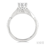 1/2 Ctw Round Shape Lovebright Marquise Carved Round Cut Diamond Engagement Ring in 14K White Gold