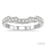 3/8 Ctw Stepped Lattice Arch Round Cut Diamond Wedding Band in 14K White Gold