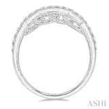 3/8 Ctw Stepped Lattice Arch Round Cut Diamond Wedding Band in 14K White Gold