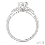 1/2 Ctw Round Shape Lovebright Carved Shank Round Cut Diamond Engagement Ring in 14K White Gold
