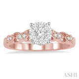 3/8 Ctw Two-Tone Lattice Round Cut Diamond Lovebright Ring in 14K Rose and White Gold